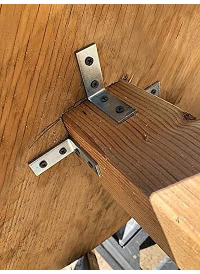 Poaker Galvanized L-Shaped Corner Bracket With Screws For Solid Shelf Support, Timber Joining, Fixing And Repair - Ideal For Furniture Reinforcement And Home Diy Projects (3/4 Inch, 4 Pcs)  - Image 4