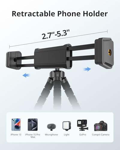 UBeesize Flexible Mini Phone Tripod, Portable and Adjustable Camera Stand Holder with Wireless Remote and Universal Clip, Compatible with Cellphones, Sports Cameras - Image 5
