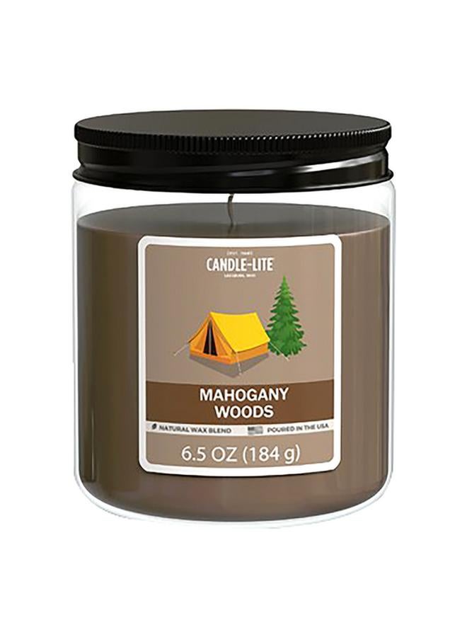 CANDLE-LITE Natural Wax Blend Highly Fragranced Mahogany Woods Scented Jar Candle with Top Lid Brown 6.5oz 4603518