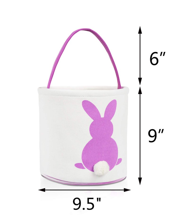 MONOBLANKS Easter Bunny Basket Bags, Rabbit Bucket Tote for Easter Egg Hunts Decorations Candy Gifts Storage (Purple) - Image 3