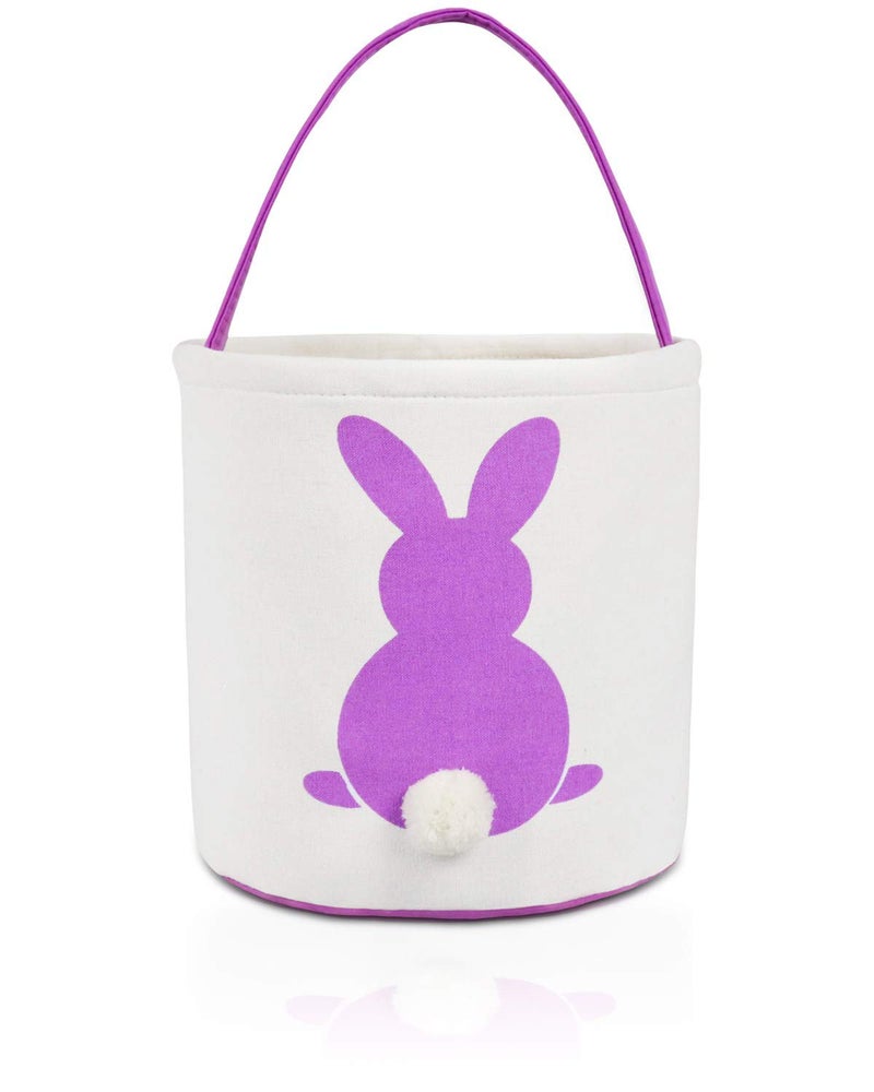 MONOBLANKS Easter Bunny Basket Bags, Rabbit Bucket Tote for Easter Egg Hunts Decorations Candy Gifts Storage (Purple) - Image 1
