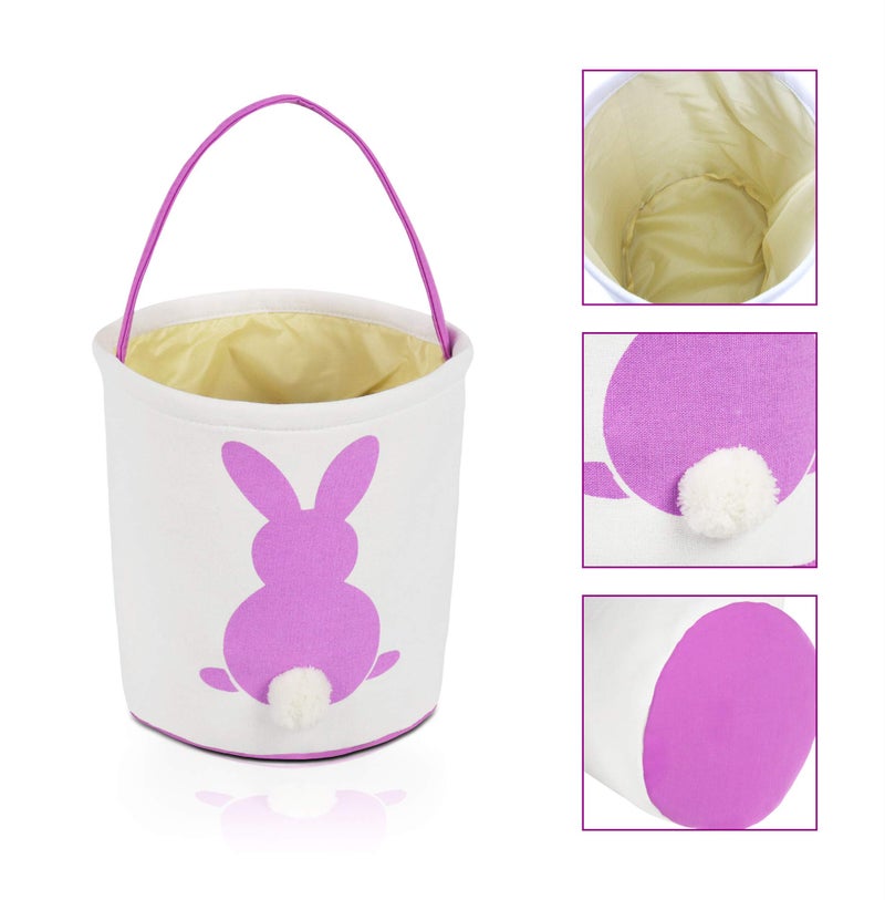 MONOBLANKS Easter Bunny Basket Bags, Rabbit Bucket Tote for Easter Egg Hunts Decorations Candy Gifts Storage (Purple) - Image 2