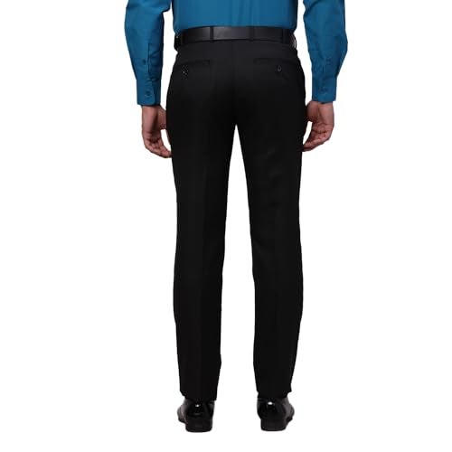 Raymond Men's Slim Fit Structure Pattern Polyester Viscose Blend Flat Front Trouser (Size: 36)-RMTS05379-K8 Black - Image 4