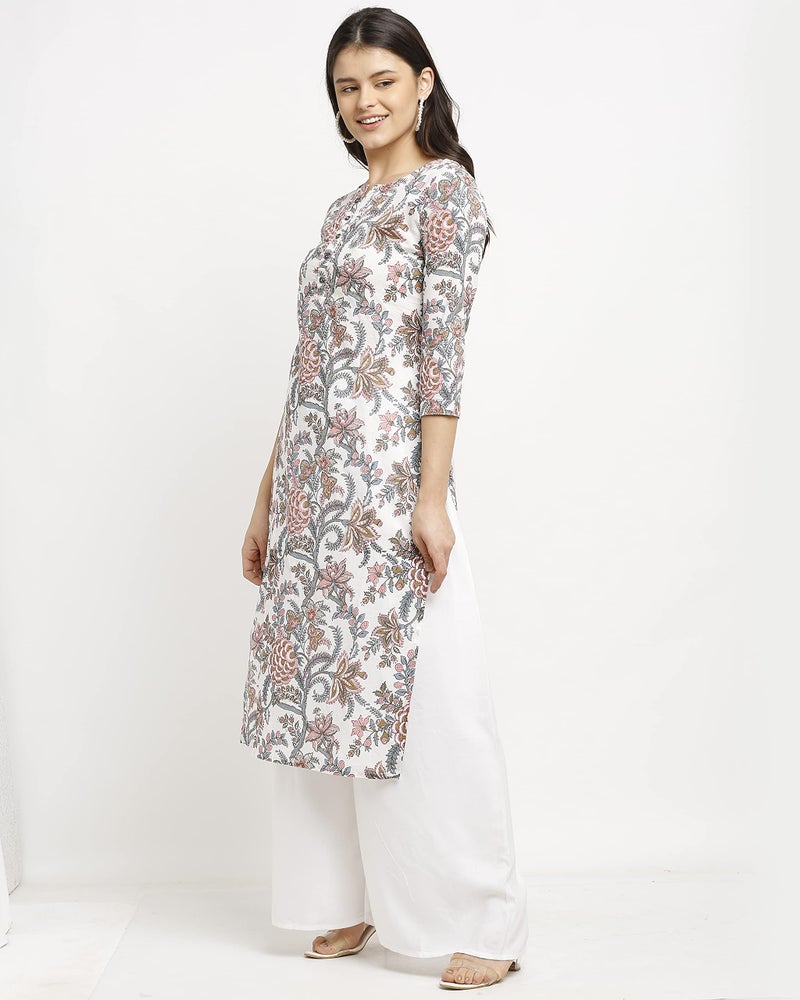 Rajnandini Women's Pure Cambric Cotton Jaipuri Printed Regular Fit Kurti (Jopljpr83-M_White & Red_M) - Image 4