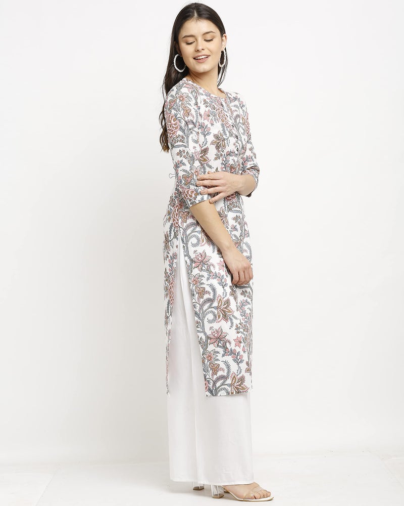 Rajnandini Women's Pure Cambric Cotton Jaipuri Printed Regular Fit Kurti (Jopljpr83-M_White & Red_M) - Image 5