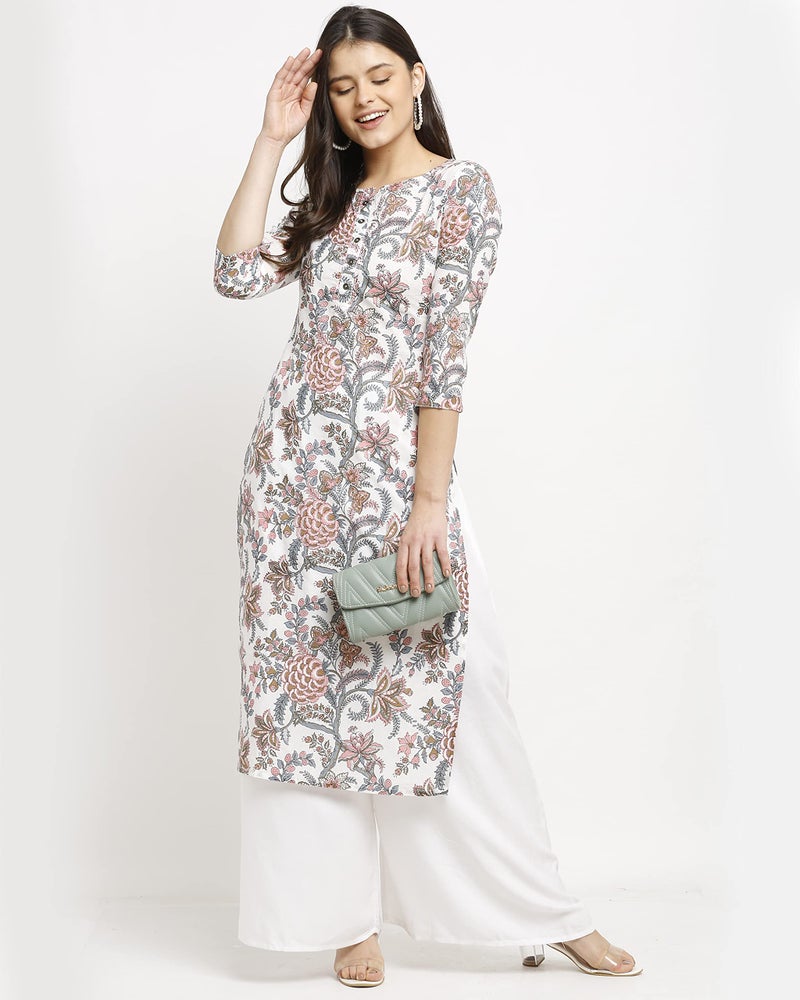 Rajnandini Women's Pure Cambric Cotton Jaipuri Printed Regular Fit Kurti (Jopljpr83-M_White & Red_M) - Image 3