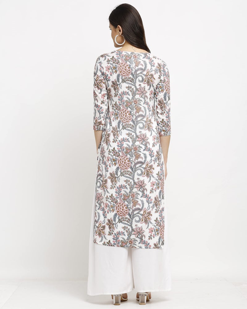 Rajnandini Women's Pure Cambric Cotton Jaipuri Printed Regular Fit Kurti (Jopljpr83-M_White & Red_M) - Image 2