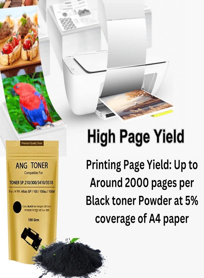 ANG Toner for SP210SU Toner Powder Pouch Compatible for Use in Ricoh SP100, SP111, SP111SU, SP200, SP210, SP212SNw, SP301 (100 Grams) Black - Image 3