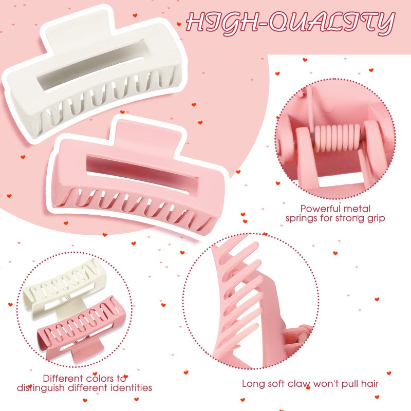 Xunyee 8 Pcs Bridal Bridesmaid Square Hair Clips 4.1 Inch Large Matte Bride Rectangular Hair Claw Clips Pink Bachelorette Party Decorations Styling Accessories for Wedding Gift - Image 3