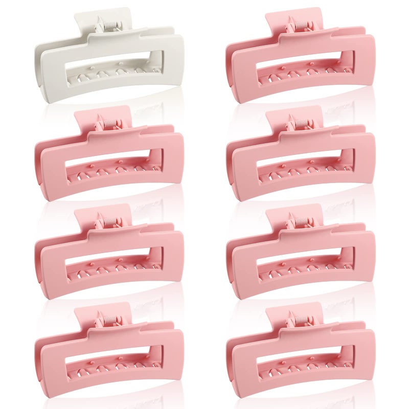 Xunyee 8 Pcs Bridal Bridesmaid Square Hair Clips 4.1 Inch Large Matte Bride Rectangular Hair Claw Clips Pink Bachelorette Party Decorations Styling Accessories for Wedding Gift - Image 1