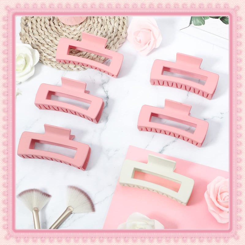 Xunyee 8 Pcs Bridal Bridesmaid Square Hair Clips 4.1 Inch Large Matte Bride Rectangular Hair Claw Clips Pink Bachelorette Party Decorations Styling Accessories for Wedding Gift - Image 4