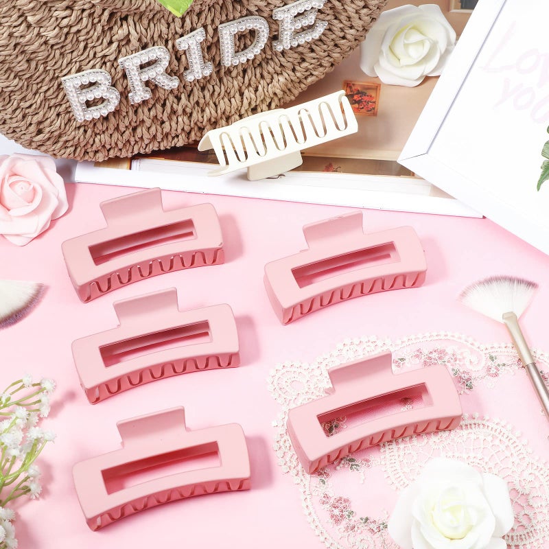 Xunyee 8 Pcs Bridal Bridesmaid Square Hair Clips 4.1 Inch Large Matte Bride Rectangular Hair Claw Clips Pink Bachelorette Party Decorations Styling Accessories for Wedding Gift - Image 5