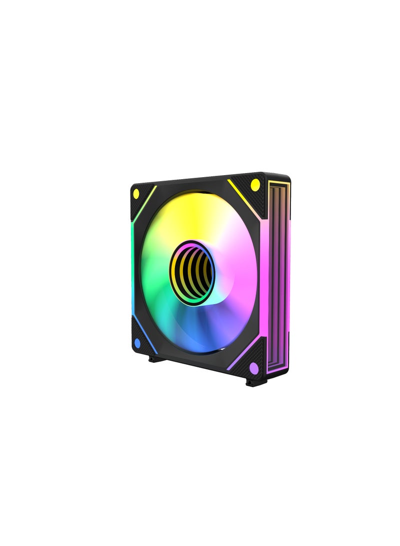 POWER G1-INF MIRROR 120mm Computer Case Fan, Daisy Chain Connection, 5V 3-pin ARGB Lighting, 4-pin PWM Case Fan, for Desktop Computer/ASUS/HP/Lenovo/Windows etc. Radiator/Computer Case Cooling, 120x120x25mm, 3 Pack, Black  - Image 4