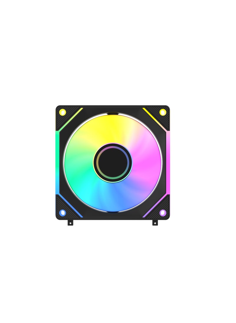 POWER G1-INF MIRROR 120mm Computer Case Fan, Daisy Chain Connection, 5V 3-pin ARGB Lighting, 4-pin PWM Case Fan, for Desktop Computer/ASUS/HP/Lenovo/Windows etc. Radiator/Computer Case Cooling, 120x120x25mm, 3 Pack, Black  - Image 5