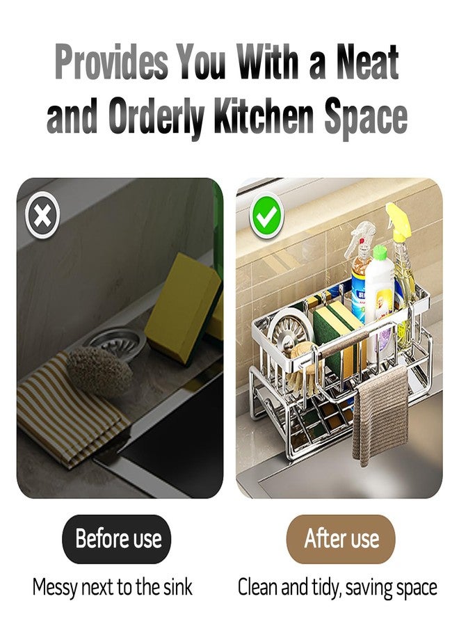 Huasida Kitchen Sink Caddy Organizer Sponge Holder Self Drain Dish Soap Sponge Caddy Rack for Kitchen Countertop Storage Gadgets Accessories - Image 3