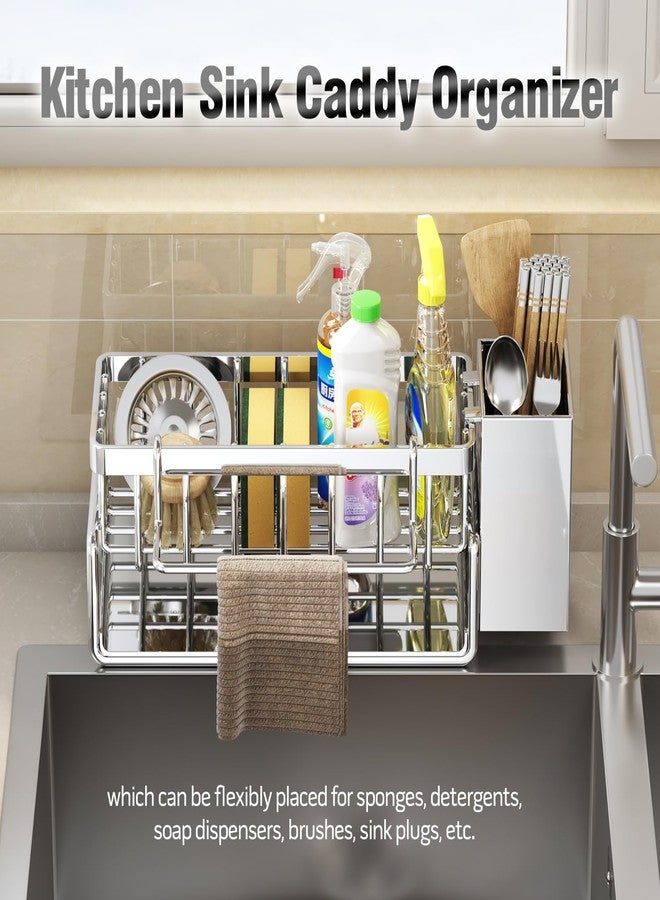 Huasida Kitchen Sink Caddy Organizer Sponge Holder Self Drain Dish Soap Sponge Caddy Rack for Kitchen Countertop Storage Gadgets Accessories - Image 2