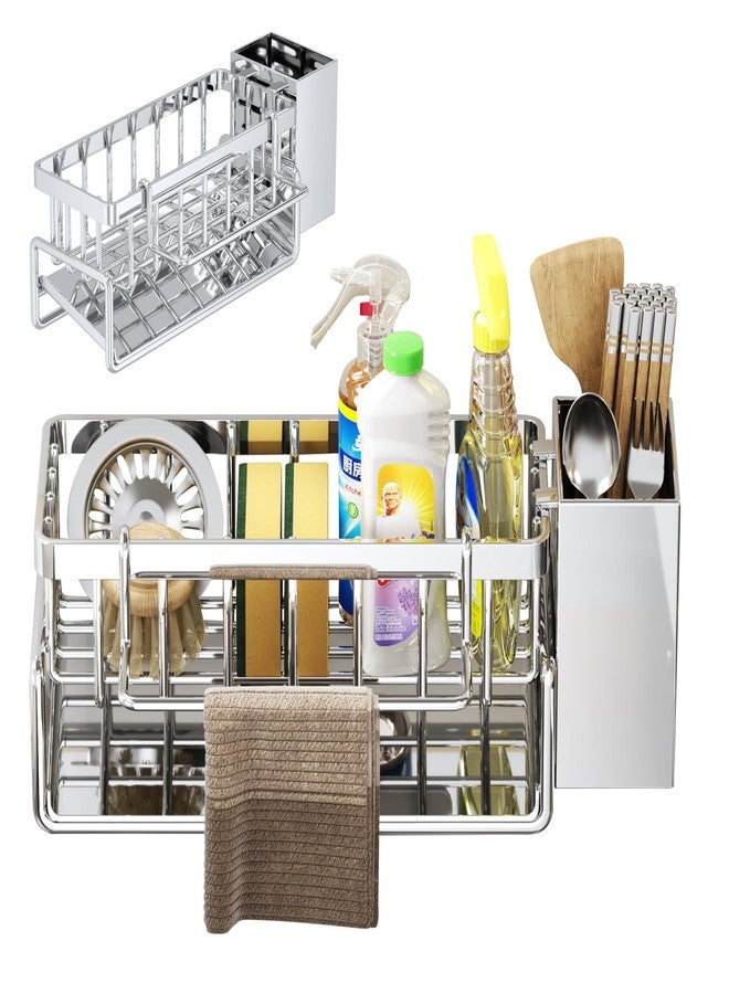 Huasida Kitchen Sink Caddy Organizer Sponge Holder Self Drain Dish Soap Sponge Caddy Rack for Kitchen Countertop Storage Gadgets Accessories - Image 1