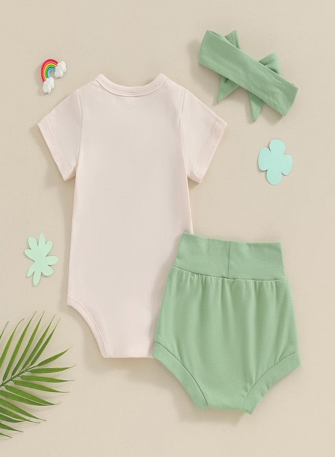 Ayalinggo Newborn Baby Girl 3Pcs Saint Patricks Outfit Can't Pinch This Romper Shorts Headband Summer Layette (Green, 12-18 Months) - Image 5