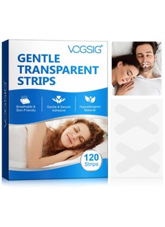VOGSIG 120Pcs Gentle Transparent Strips Anti Snoring Sleep Tape Disposable Mouth Strips Less Mouth Breathing and Pain Free Removal Tape Reduce Noisy Air Leaks Mouth Tape Sleep Strips  - Image 1
