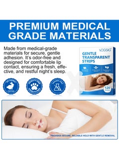 VOGSIG 120Pcs Gentle Transparent Strips Anti Snoring Sleep Tape Disposable Mouth Strips Less Mouth Breathing and Pain Free Removal Tape Reduce Noisy Air Leaks Mouth Tape Sleep Strips  - Image 3