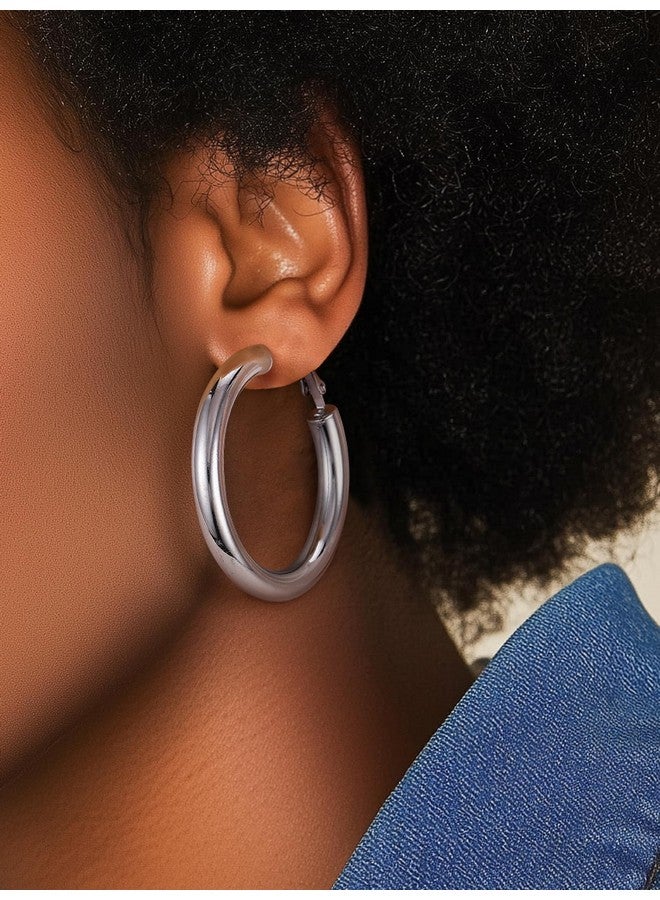 PROSTEEL Hoop Earrings Women Minimalist Jewelry Huggie Cool Earing 40Mm Stainless Steel Chunky Thick Black Hoops Earrings - Image 3