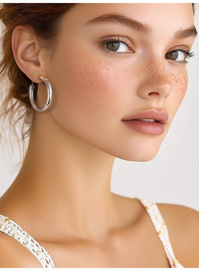 PROSTEEL Hoop Earrings Women Minimalist Jewelry Huggie Cool Earing 40Mm Stainless Steel Chunky Thick Black Hoops Earrings - Image 2