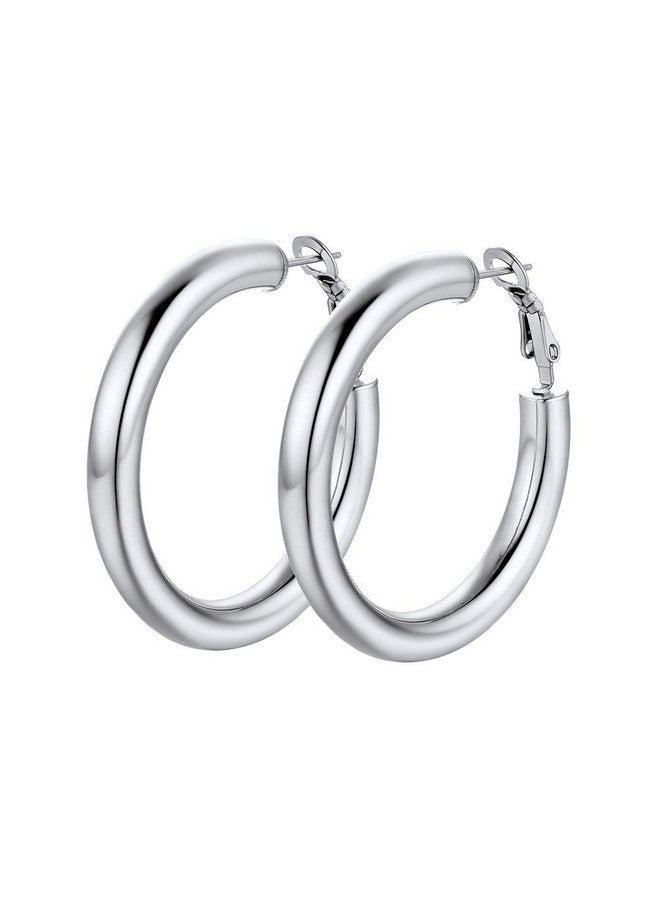 PROSTEEL Hoop Earrings Women Minimalist Jewelry Huggie Cool Earing 40Mm Stainless Steel Chunky Thick Black Hoops Earrings - Image 1
