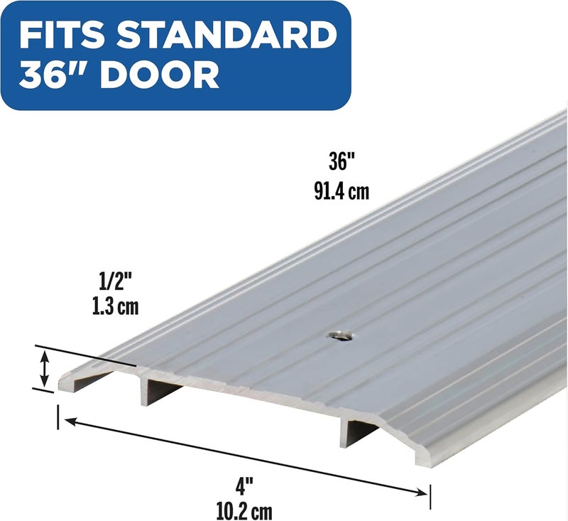 M-D Building Products Heavy Duty Fluted Top Door Threshold - 4 In W X 36 In L X 1/2 In H, Aluminum - Image 2