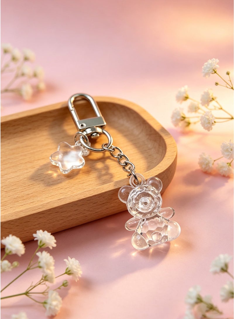 Crystal Teddy Bear Keychain with Star Charm, Adorable Handbag Pendant and Key Accessories for Women Grils, Purse Tote Bag Backpack Ornaments - Image 2