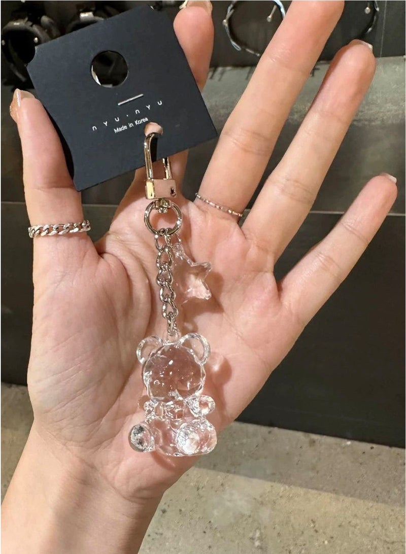 Crystal Teddy Bear Keychain with Star Charm, Adorable Handbag Pendant and Key Accessories for Women Grils, Purse Tote Bag Backpack Ornaments - Image 4