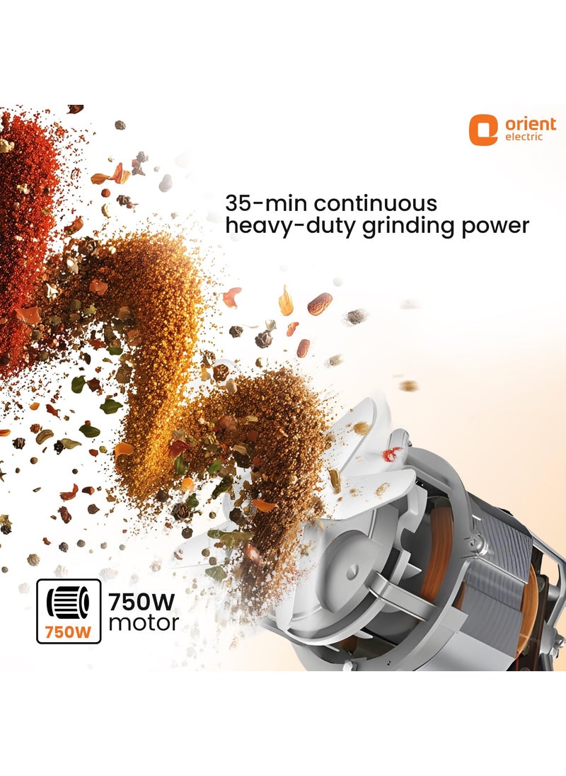 Orient Electric Orient Electric 750W mixer grinder | Super power 750 MGSP75WB3 3 jar with 3 SS jars | Longer life balanced coil motor | ABS body | Uniform grinding | 5 years motor warranty  - Image 2