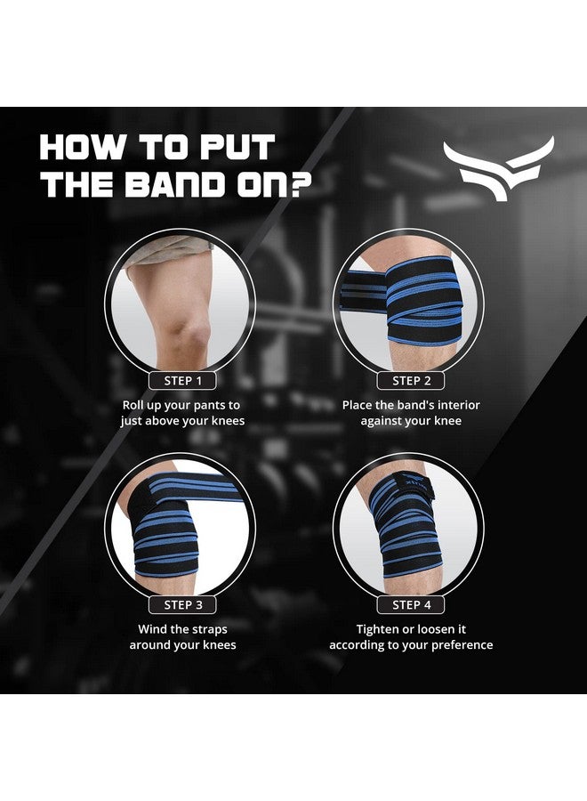 XTRIM Knee Support for Men - Knee Wraps - Knee Stabilizer - Unisex Knee Bands for Sports, Squats, and Heavy Lifting, Washable Fabric (2 Meters Long, Set of 2, Blue) - Image 5