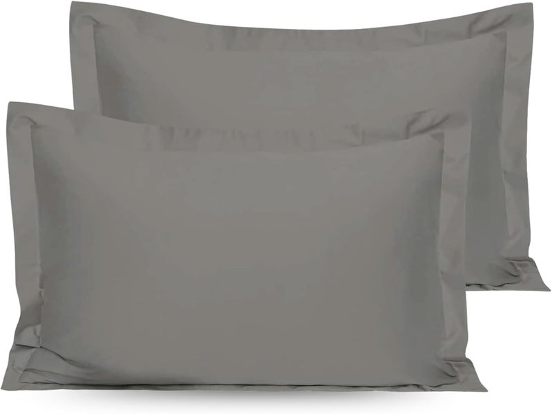 OSBED Cotton Pillow Covers Set of 2 - Breathable & Cooling Pillow Shams (Grey, 50 x 75cm) - Image 1