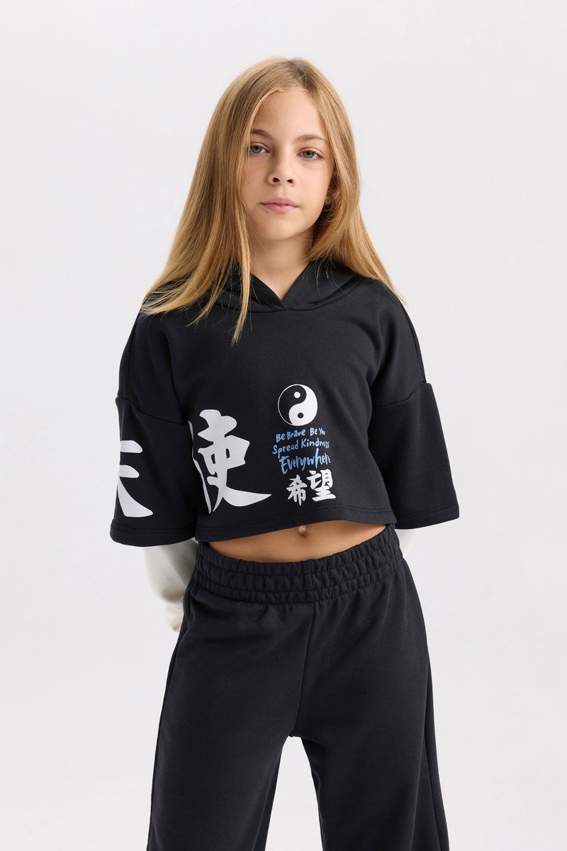 DeFacto Girl Printed Sweatshirt Jogger Sweatpants 2 Piece Set  - Image 5