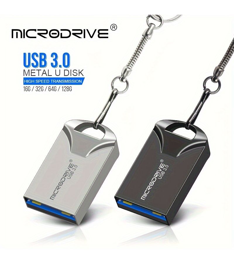 ذاكرة فلاش USB 3.0 معدنية صغيرة عالية السرعة بسعة 16 جيجابايت، عصية ذاكرة فضية اللون للحاسوب الشخصي واللابتوب والتابلت ومشغل السيارة - Image 2