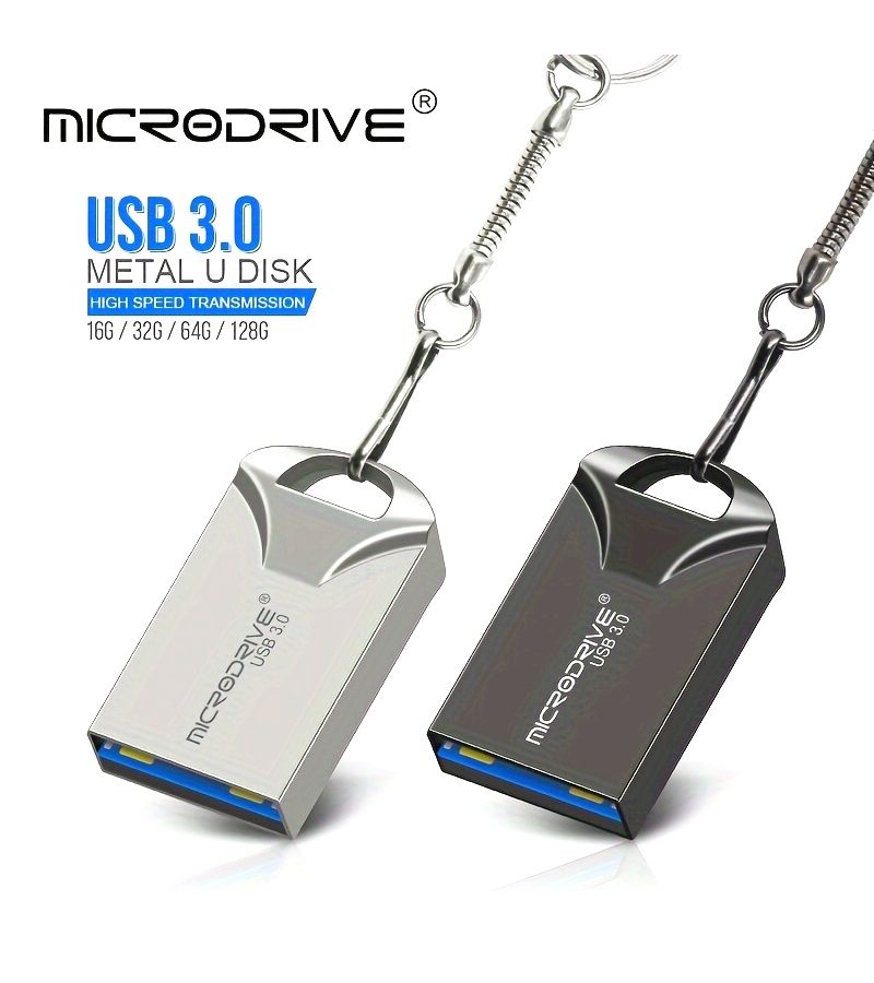 ذاكرة فلاش USB 3.0 معدنية صغيرة عالية السرعة بسعة 16 جيجابايت، عصية ذاكرة فضية اللون للحاسوب الشخصي واللابتوب والتابلت ومشغل السيارة - Image 1