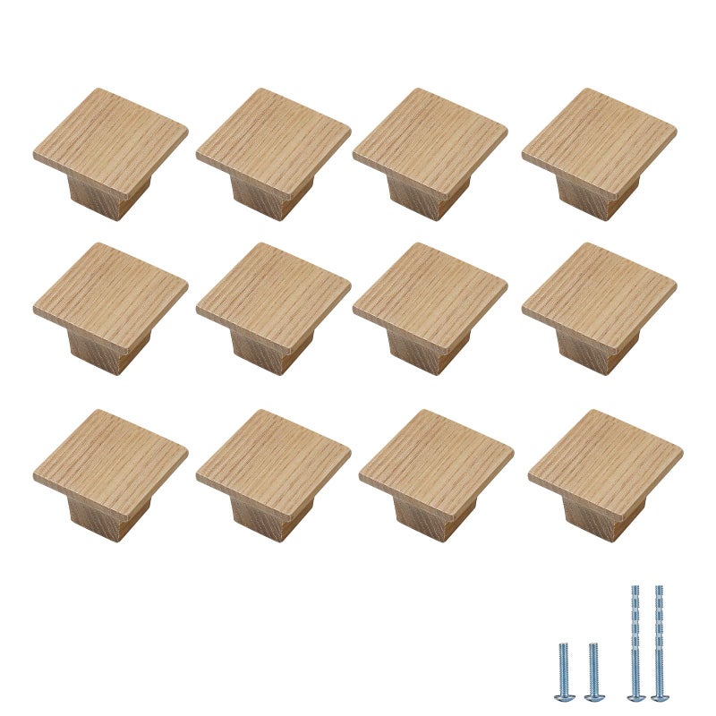 Evionlin 12 PackSquare Minimalist and HighEnd ChineseStyle Cabinet Door Handles Cabinet Drawer Pulls SingleHole Wardrobe Knobs Wooden Door - Image 2