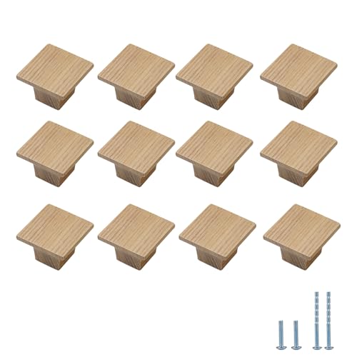 Evionlin 12 PackSquare Minimalist and HighEnd ChineseStyle Cabinet Door Handles Cabinet Drawer Pulls SingleHole Wardrobe Knobs Wooden Door - Image 1