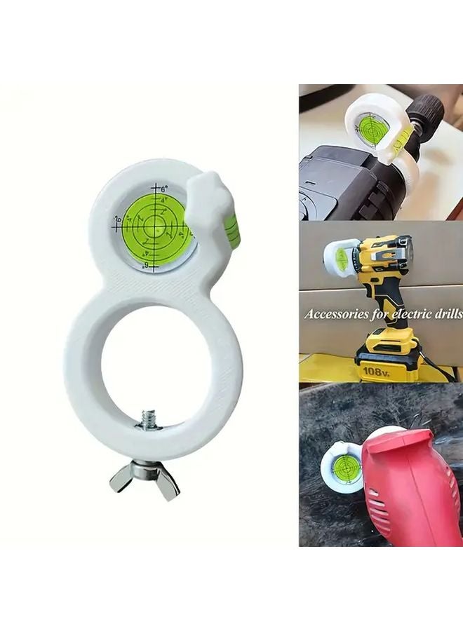 White Cordless Drill Level and Angle Gauge Ergonomic Handle for Woodworking DIY - Image 2