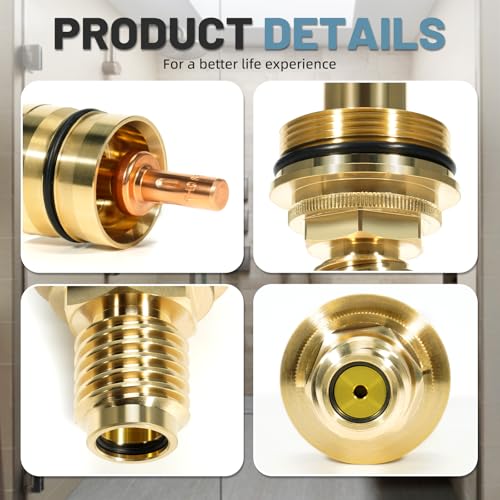 VORGENS Fit for Grohe Thermostatic Cartridge Valve 34 Chrome ThermoElement Fit for GrohTemp 34902Grotherm 34908 3412447582000 Brass Thermostatic Shower Replacement Precise Temperature Control - Image 3