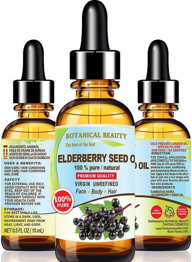 Botanical Beauty Belgian Elderberry Seed Oil Sambucus Nigra 100% Pure Natural Virgin Unrefined Cold Pressed Carrier Oil 0.5 Fl. Oz.- 15 ml for FACE, Skin, Hair, Nails, Anti-Aging by Botanical Beauty - Image 1