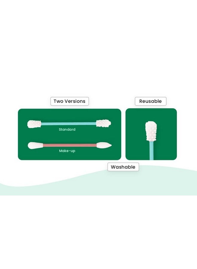 BeNat 2Pcs Reusable Cotton Swab Ear Cleaning Cosmetic Silicone Buds Swabs Sticks Double-Headed Recycling For Cleaning Makeup - Image 3