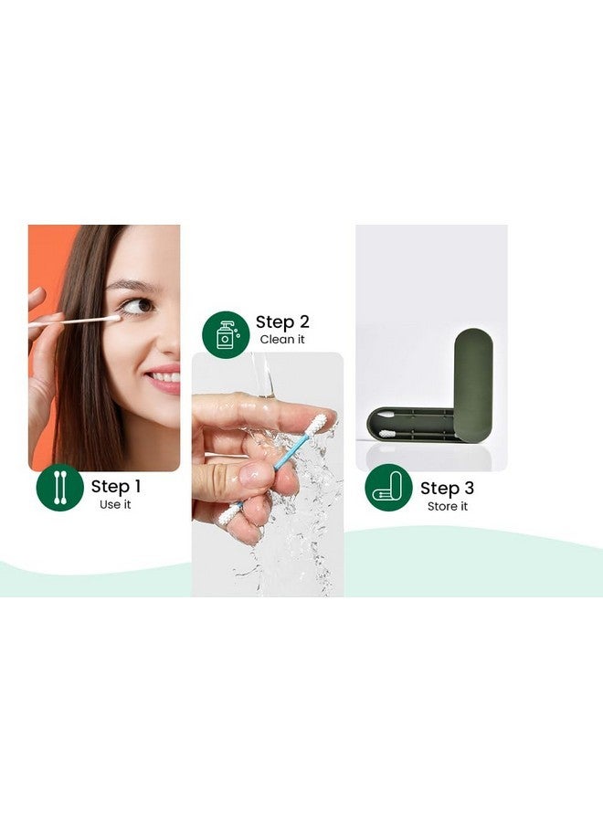 BeNat 2Pcs Reusable Cotton Swab Ear Cleaning Cosmetic Silicone Buds Swabs Sticks Double-Headed Recycling For Cleaning Makeup - Image 2