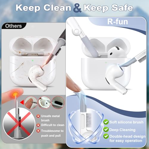 R-fun غطاء R-fun لسماعات Airpods 4 مع مجموعة تنظيف، غطاء سيليكون ناعم مع حلقة مفاتيح، غطاء واقي كامل للرجال والنساء، متوافق مع أحدث سماعات Airpods 4 من آبل، أخضر صنوبر - Image 5