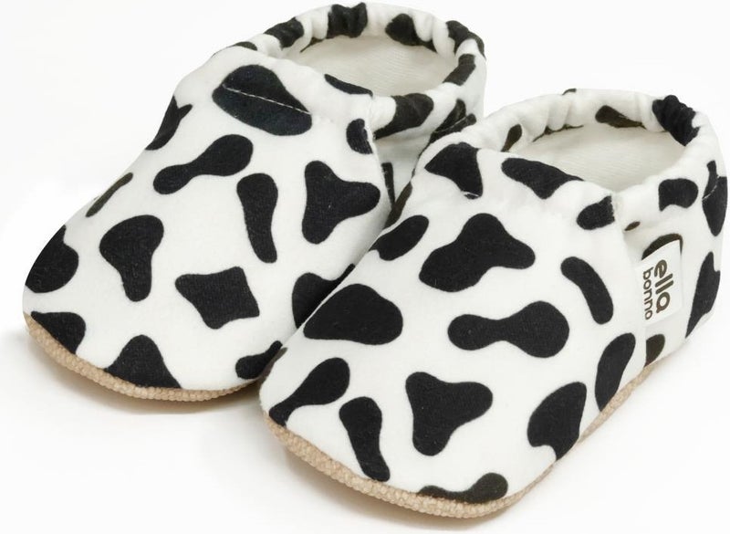 Ella Bonna Patterned Baby Booties, Non-Slip Sole, Home Nursery Shoes Slippers, Cow Patterned - Image 1