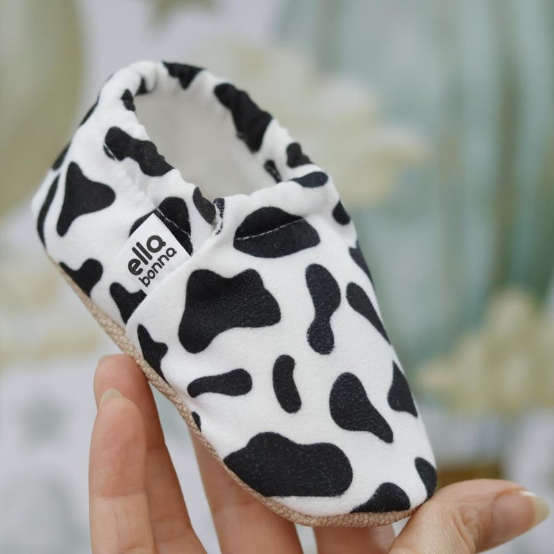 Ella Bonna Patterned Baby Booties, Non-Slip Sole, Home Nursery Shoes Slippers, Cow Patterned - Image 5