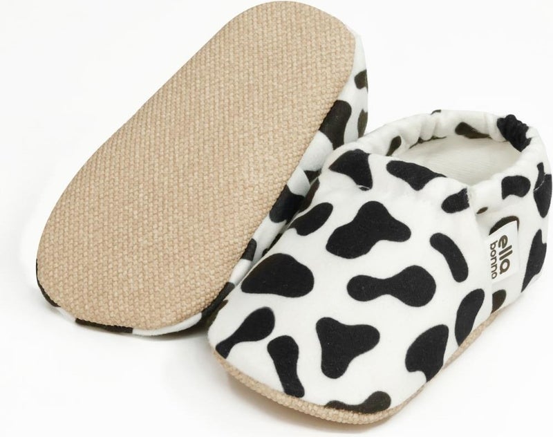 Ella Bonna Patterned Baby Booties, Non-Slip Sole, Home Nursery Shoes Slippers, Cow Patterned - Image 3