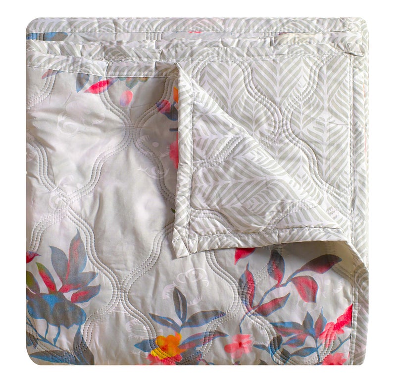 Fancy Walas Dohar Double Bed 100% Cotton Blankets for Summer | 90x100inch, 150GSM Ac Comforter and Cooling Blankets for Summer | Grey Color | Classic Printed Design | Quilt | Ideal for Gifting - Image 1