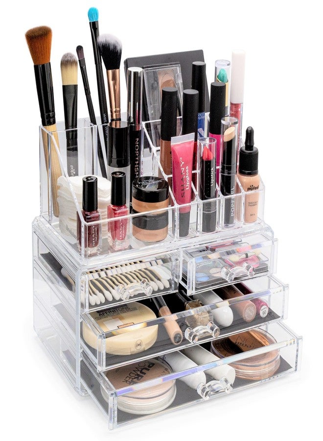 Brookstone Makeup Organizer Case - Countertop Storage With Drawers, Acrylic Cosmetic Display Box, Vanity Desk Organizer For Accessories - Image 1