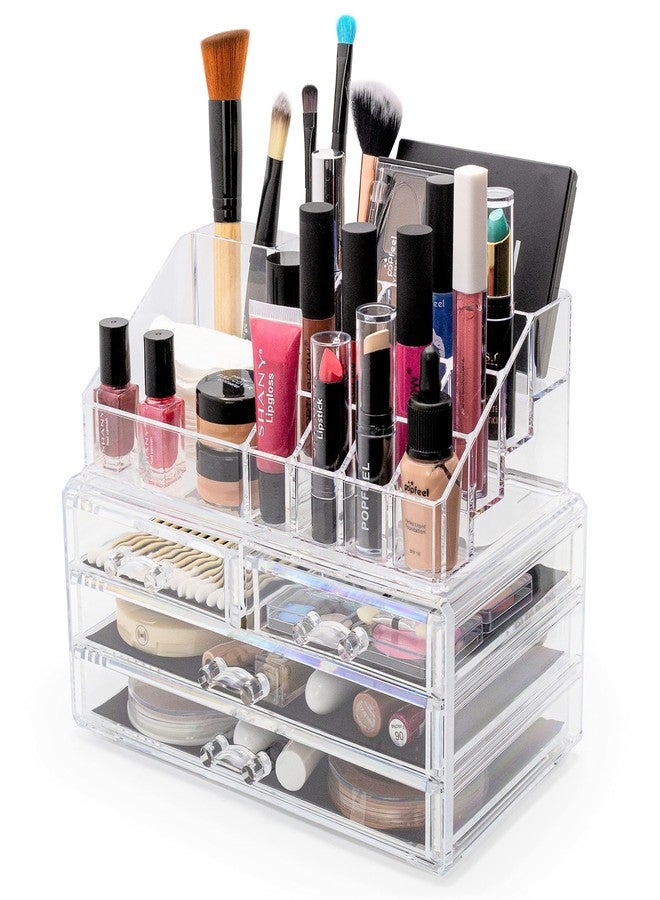Brookstone Makeup Organizer Case - Countertop Storage With Drawers, Acrylic Cosmetic Display Box, Vanity Desk Organizer For Accessories - Image 5
